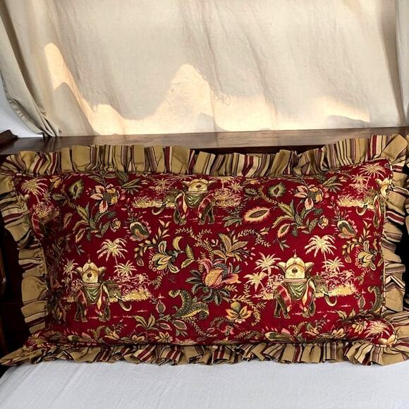 2 Custom King Tropical Jacobean Jungle Elephants Palm Trees Fabric Pillow Shams - Picture 8 of 13